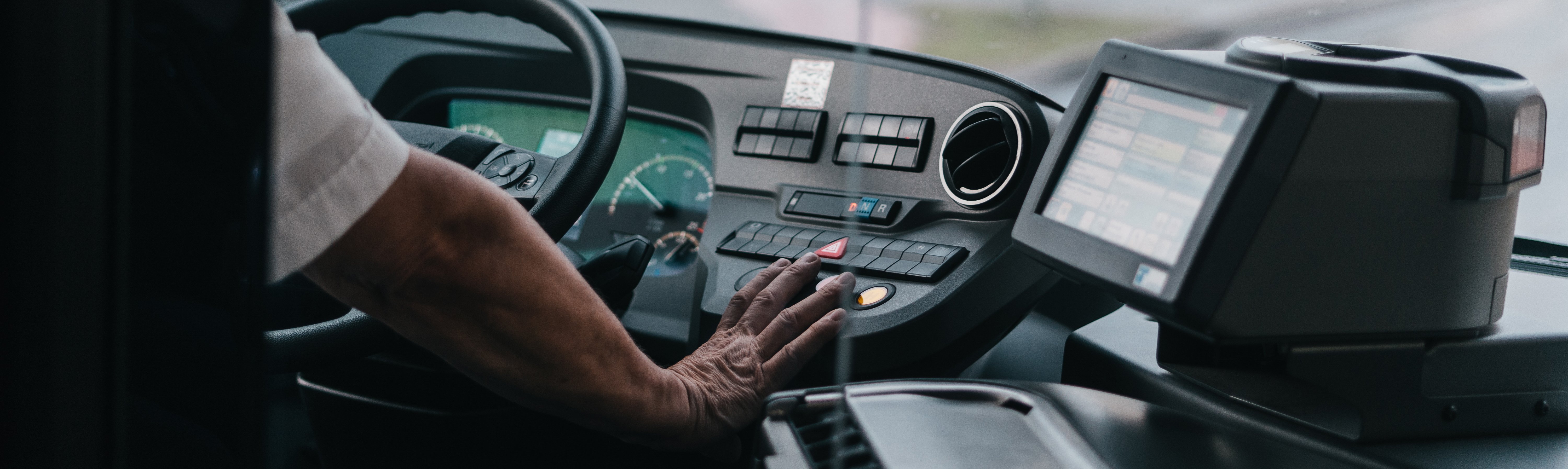 School Bus Driver with Tablet Cropped